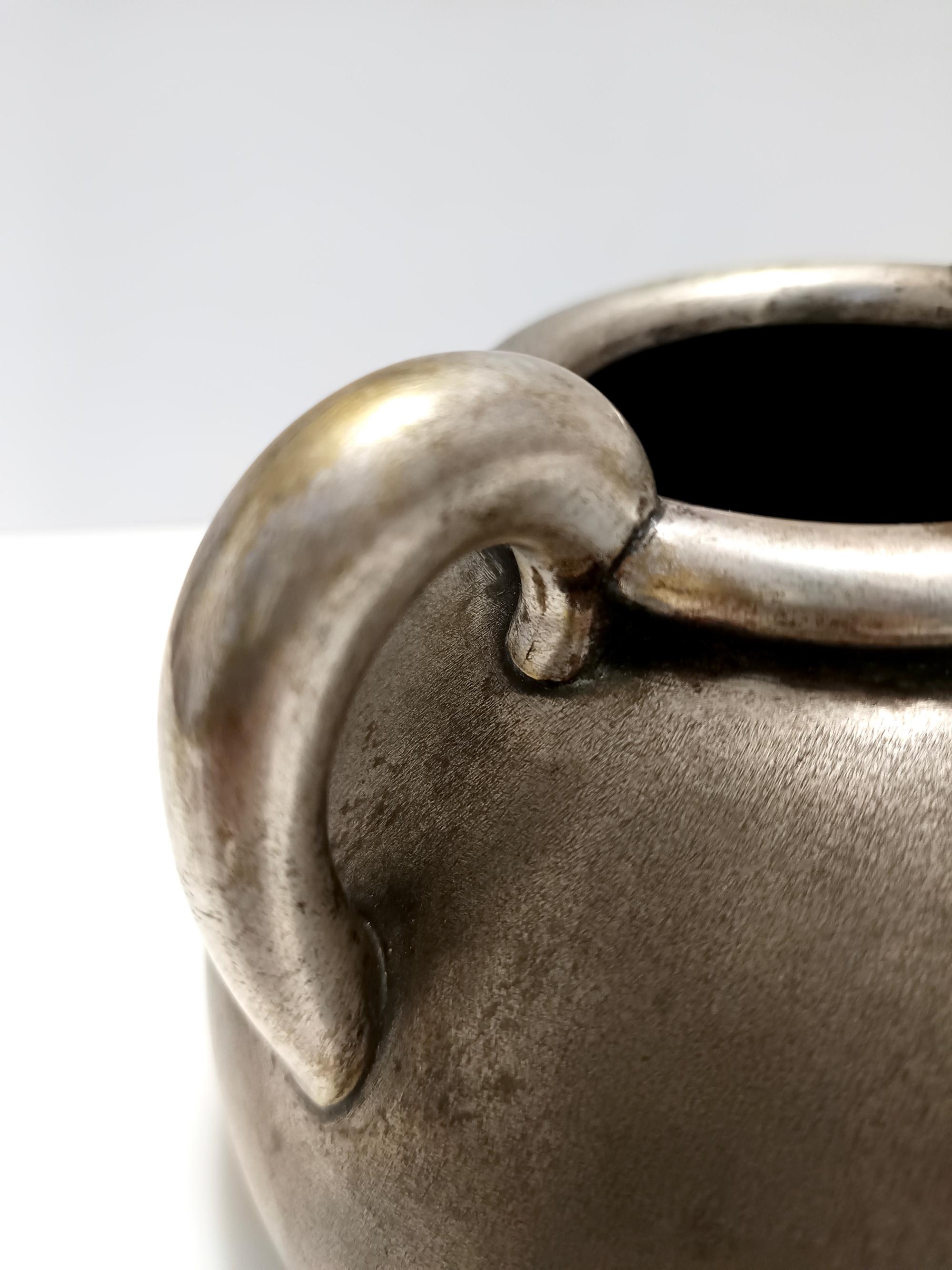 Vaso in ottone argentato brunito Art Deco di alta qualità, Italia in vendita 1