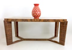 High-Quality Art Deco Rectangular Walnut and Root Dining Table, Italy