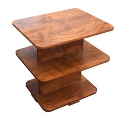 High Quality Art Deco Walnut Three-Tier Book Table