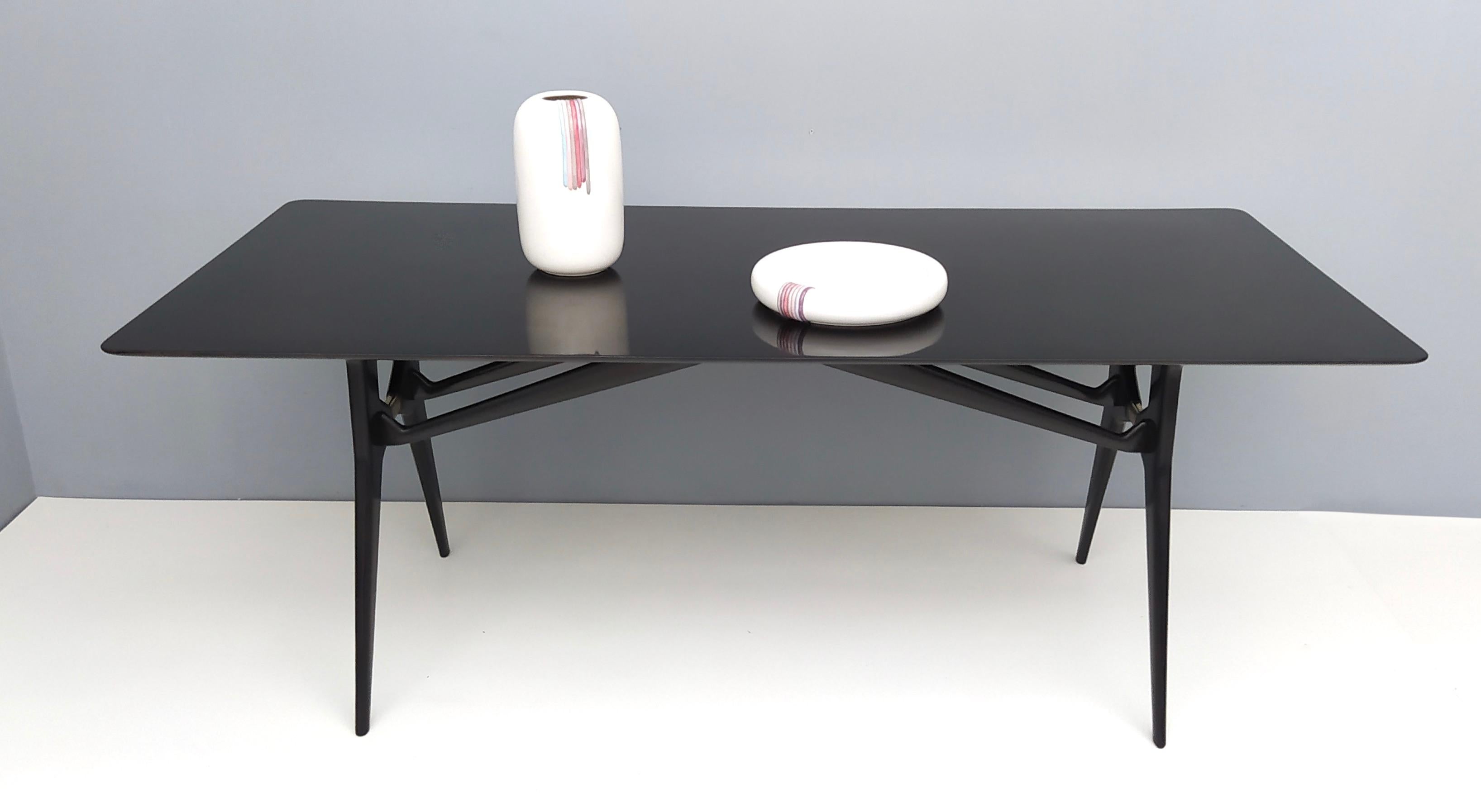 black wood rectangular dining table