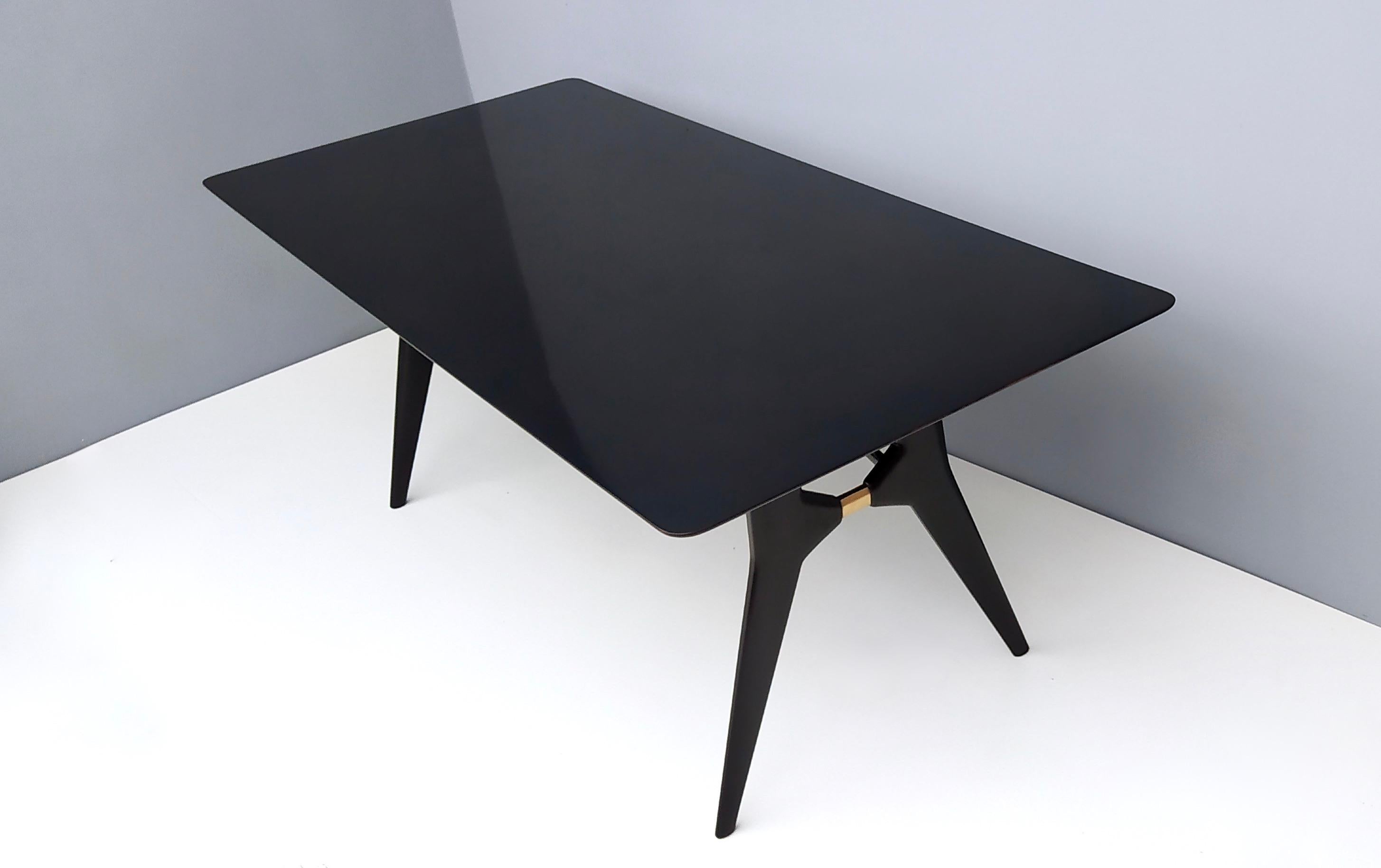 High-Quality Vintage Rectangular Black Ebonized Wood Dining Table, Italy In Good Condition In Bresso, Lombardy