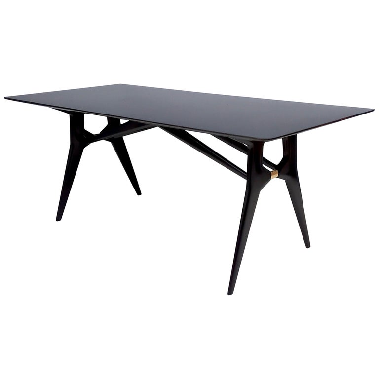 High-Quality Vintage Rectangular Black Ebonized Wood Dining Table ...