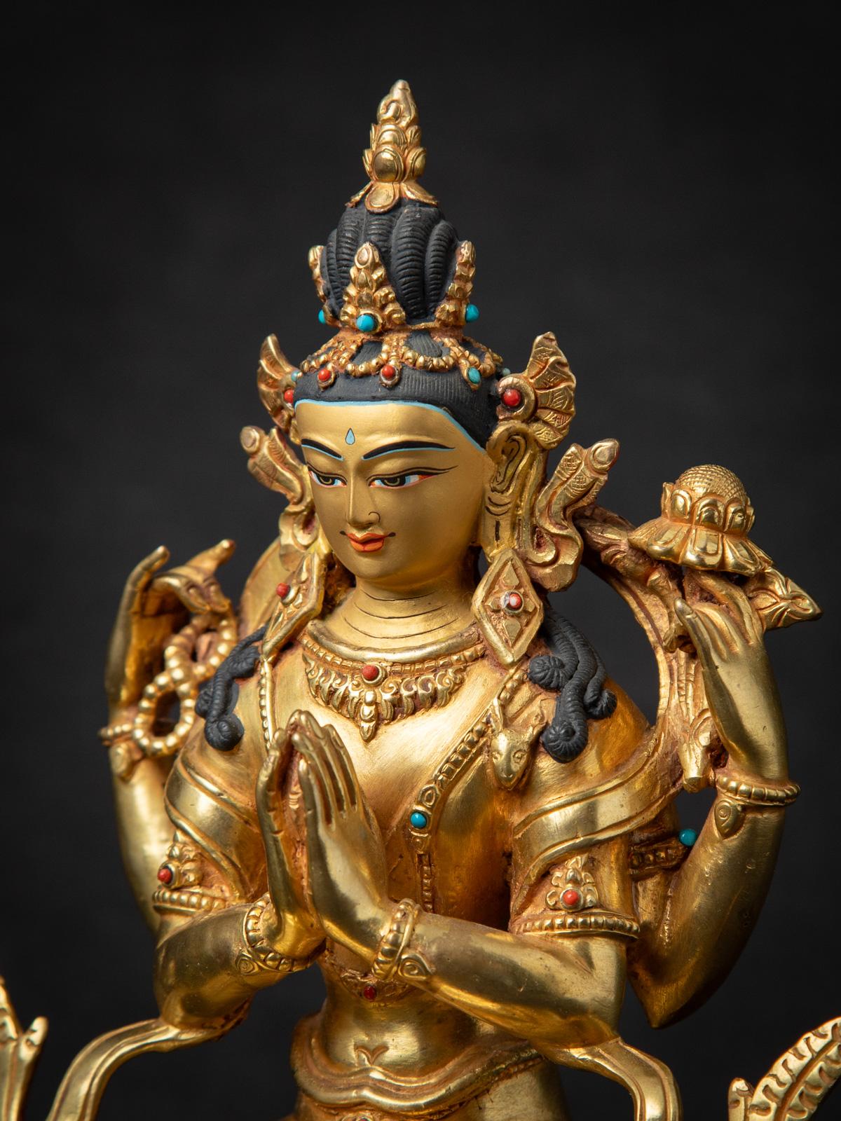 Statua Chenrezig in bronzo di alta qualità proveniente dal Nepal in vendita 5