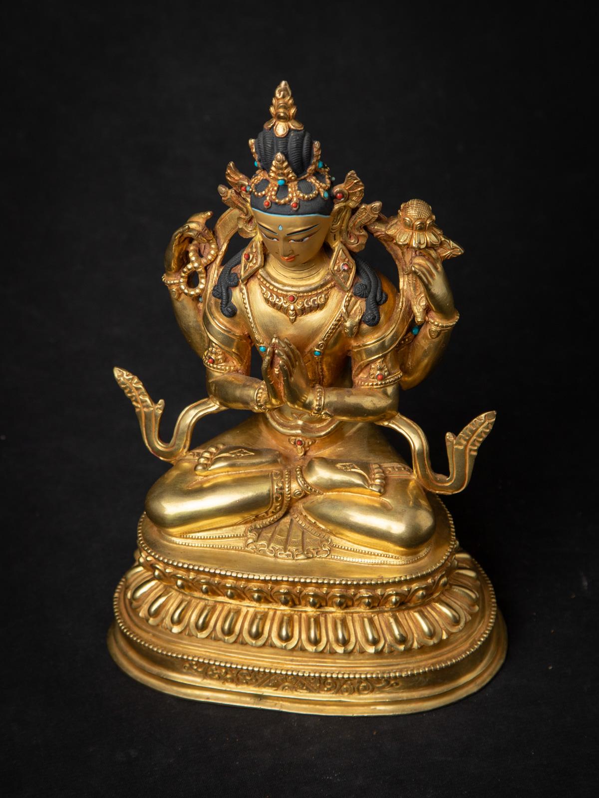 Statua Chenrezig in bronzo di alta qualità proveniente dal Nepal in vendita 7
