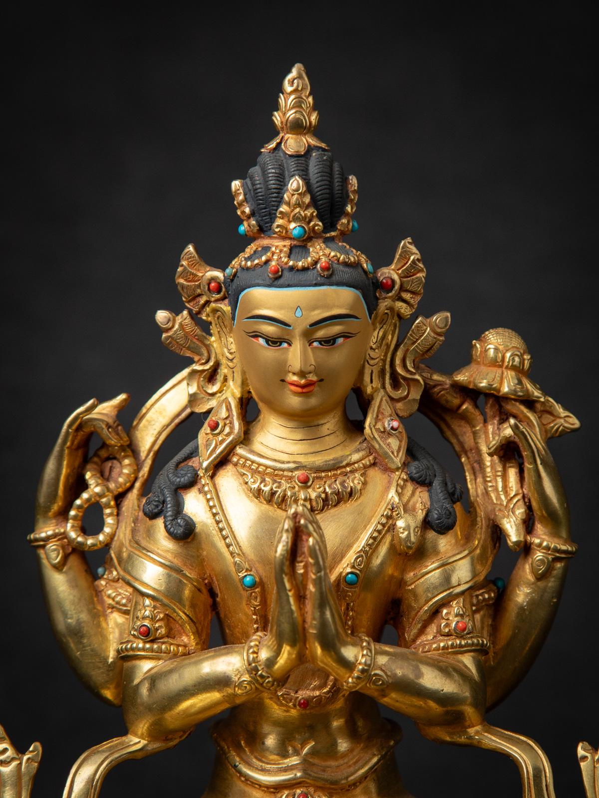 Statua Chenrezig in bronzo di alta qualità proveniente dal Nepal in vendita 3