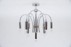 High Quality Chrome & Brass Ceiling Lamp by Schröder & Co., 1960s Germany