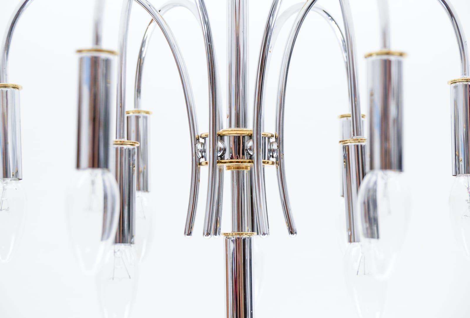 Mid-20th Century High Quality Chrome & Brass Ceiling Lamp by Schröder & Co., 1960s Germany For Sale