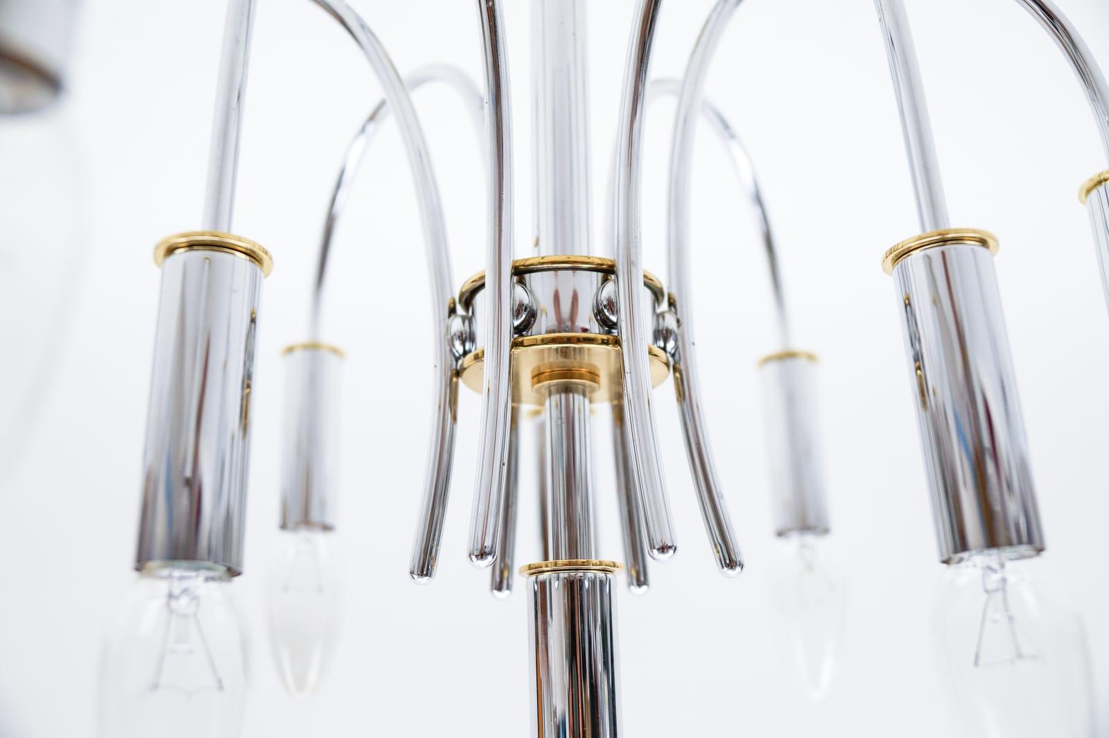 High Quality Chrome & Brass Ceiling Lamp by Schröder & Co., 1960s Germany For Sale 1