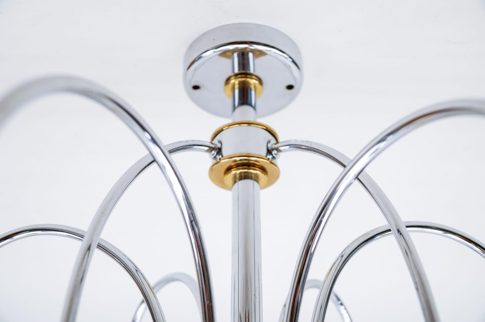 High Quality Chrome & Brass Ceiling Lamp by Schröder & Co., 1960s Germany For Sale 2