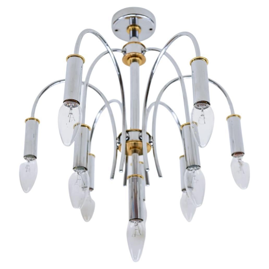 High Quality Chrome & Brass Ceiling Lamp by Schröder & Co., 1960s Germany For Sale