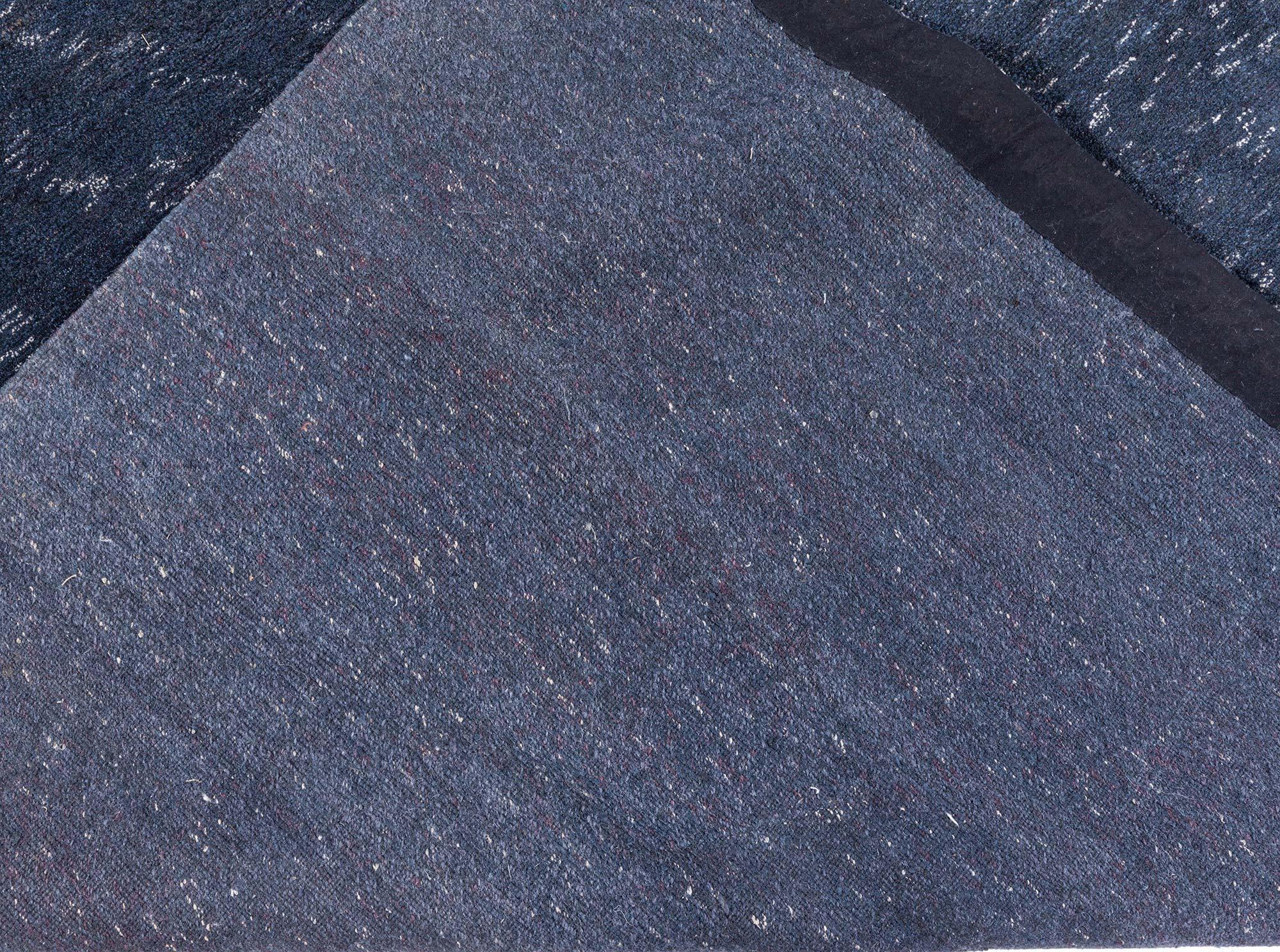 Wool High-Quality Contemporary Midnight Blue Handmade Rug by Doris Leslie Blau For Sale