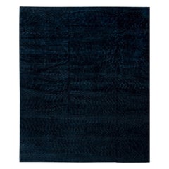 Tapis contemporain bleu nuit de haute qualité fait à la main par Doris Leslie Blau