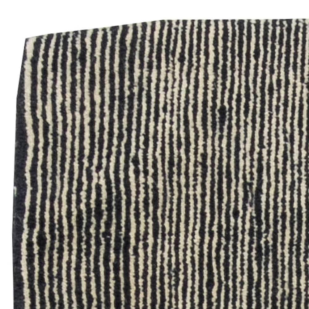 Modern High-Quality Contemporary Striped Gray Handmade Rug by Doris Leslie Blau For Sale