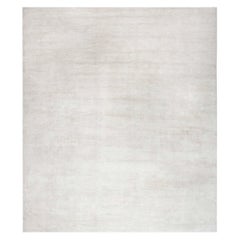 Tapis contemporain blanc et beige de haute qualité fait à la main par Doris Leslie Blau