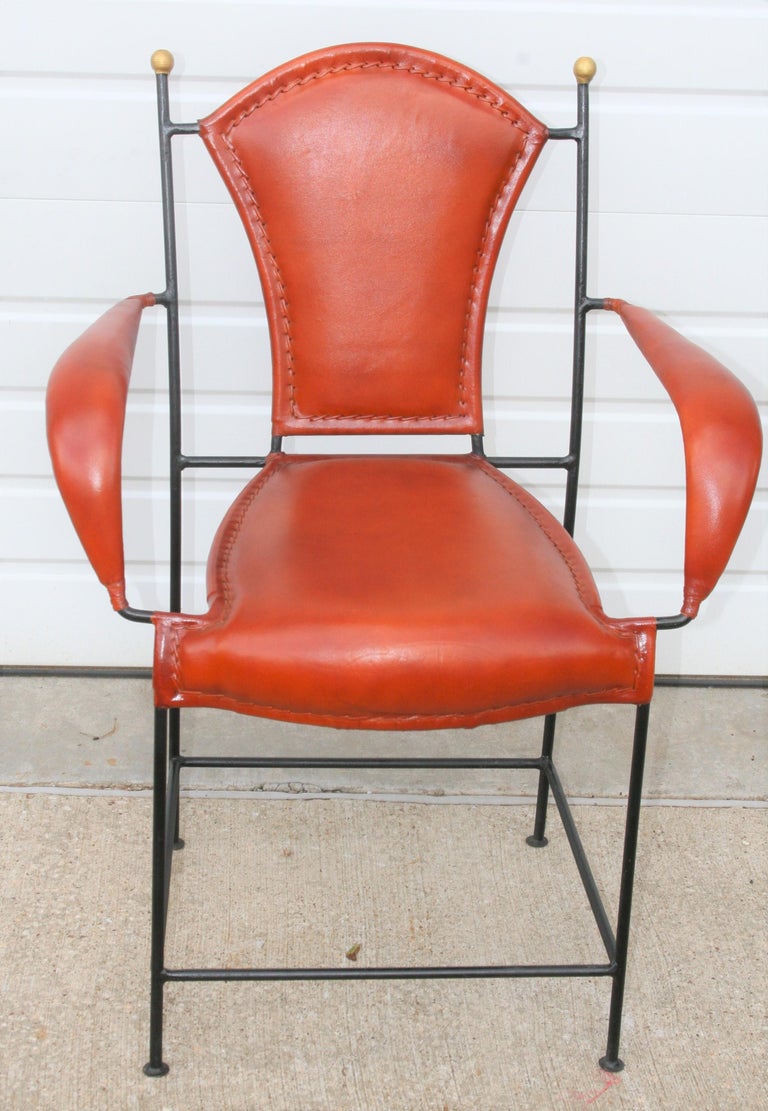 High Quality Custom Hand Crafted Steel and Fine Leather Dining Room Chairs For Sale at 1stDibs