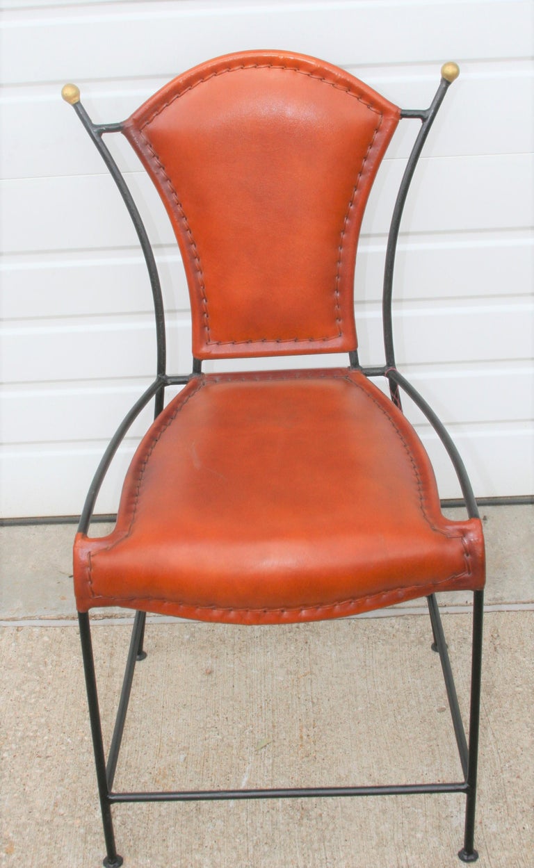 High Quality Custom Hand Crafted Steel and Fine Leather Dining Room Chairs For Sale at 1stDibs