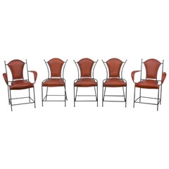 High Quality Custom Hand Crafted Steel and Fine Leather Dining Room Chairs