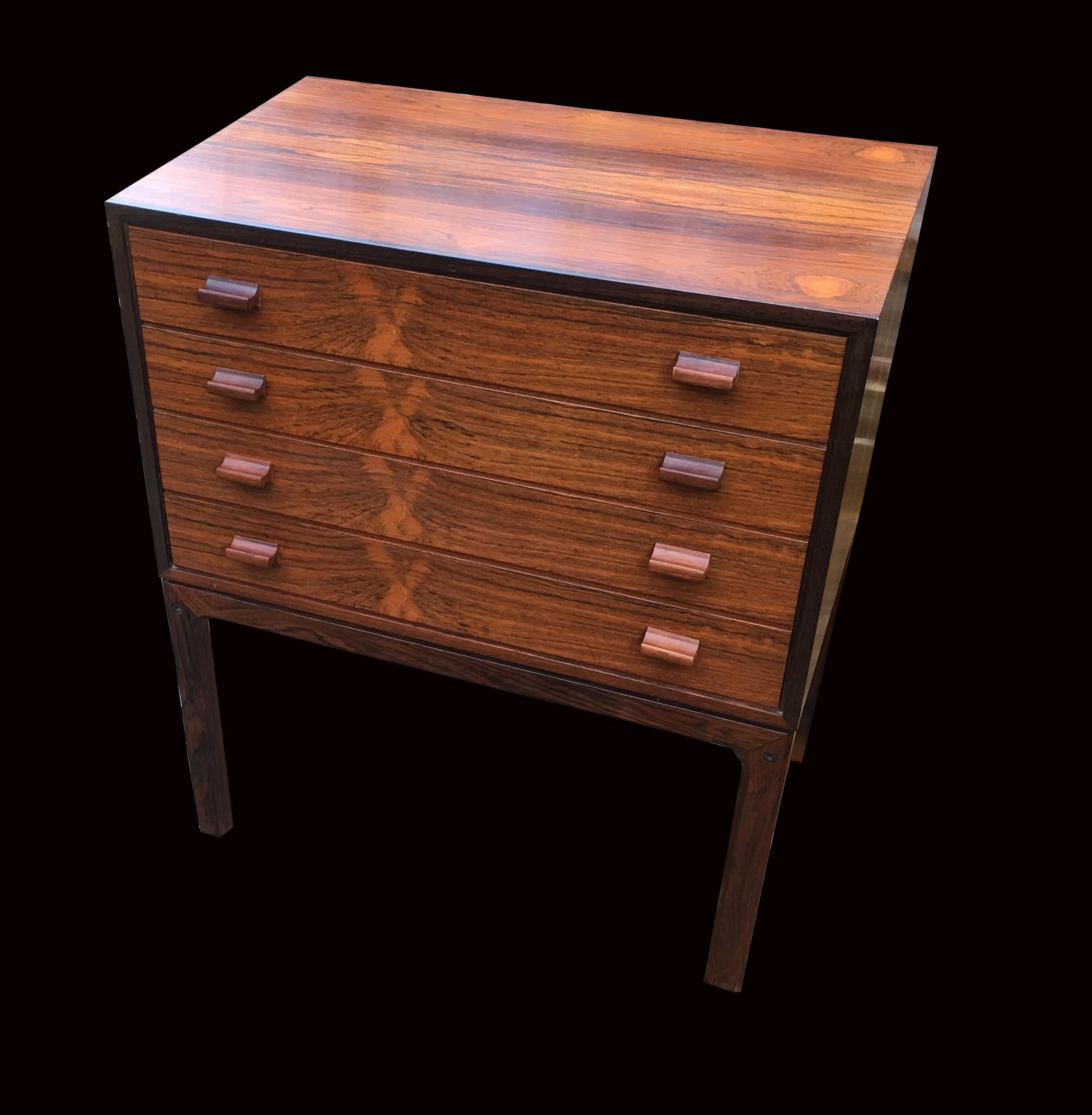 As yet we haven't been able to ascertain the designer or maker of this sweet little chest of drawers, but when we do we are confident it will be a known combination!
It is beautifully made, produced from very good materials, and condition is great.