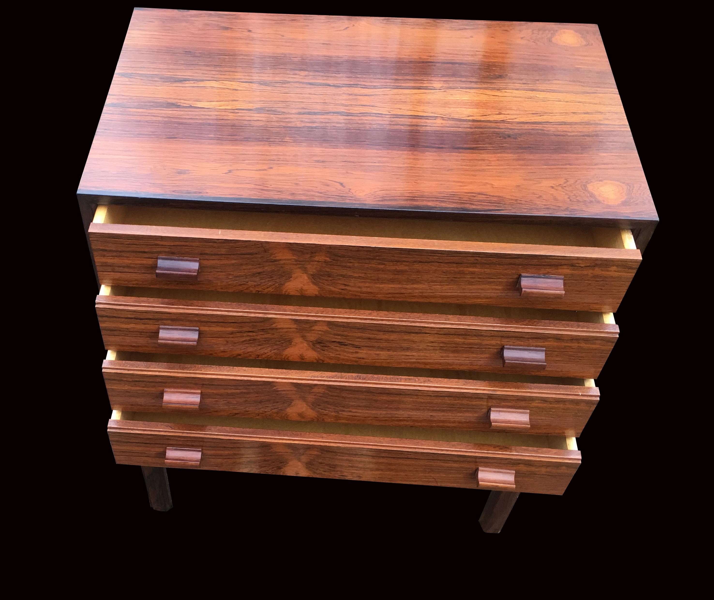 Hardwood High Quality Danish Small Chest of 4 Drawers