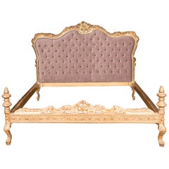High Quality Double Bed in the antique Louis Quinze Style beech hand carved