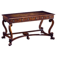 High Quality English Made William & Mary Style Walnut Writing/Library Table