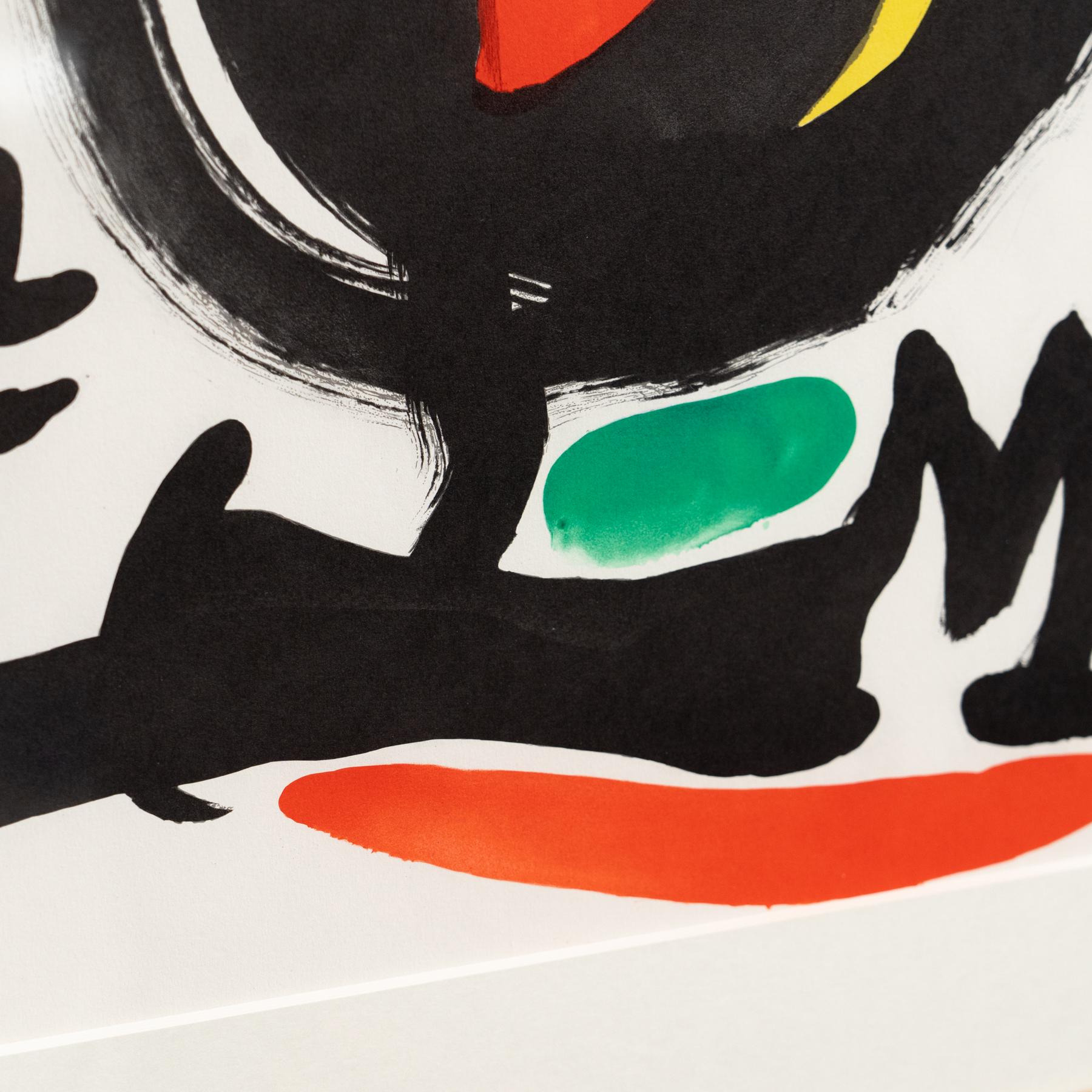 Litografía enmarcada en color de gran calidad artística de Joan Miró, hacia 1960. en venta 4