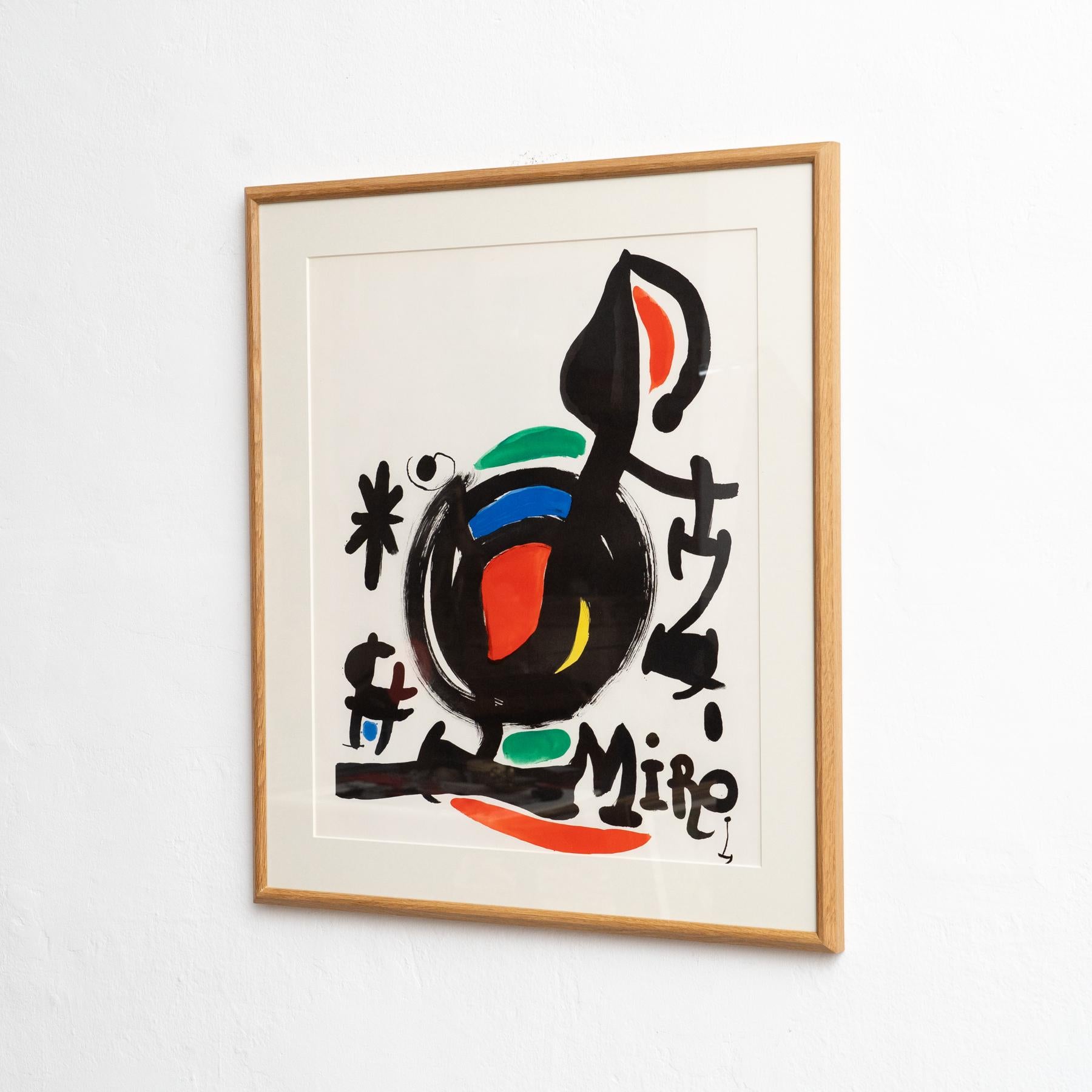  Hochwertige, farbig gerahmte Lithografie von Joan Miró, um 1960. (Moderne der Mitte des Jahrhunderts) im Angebot