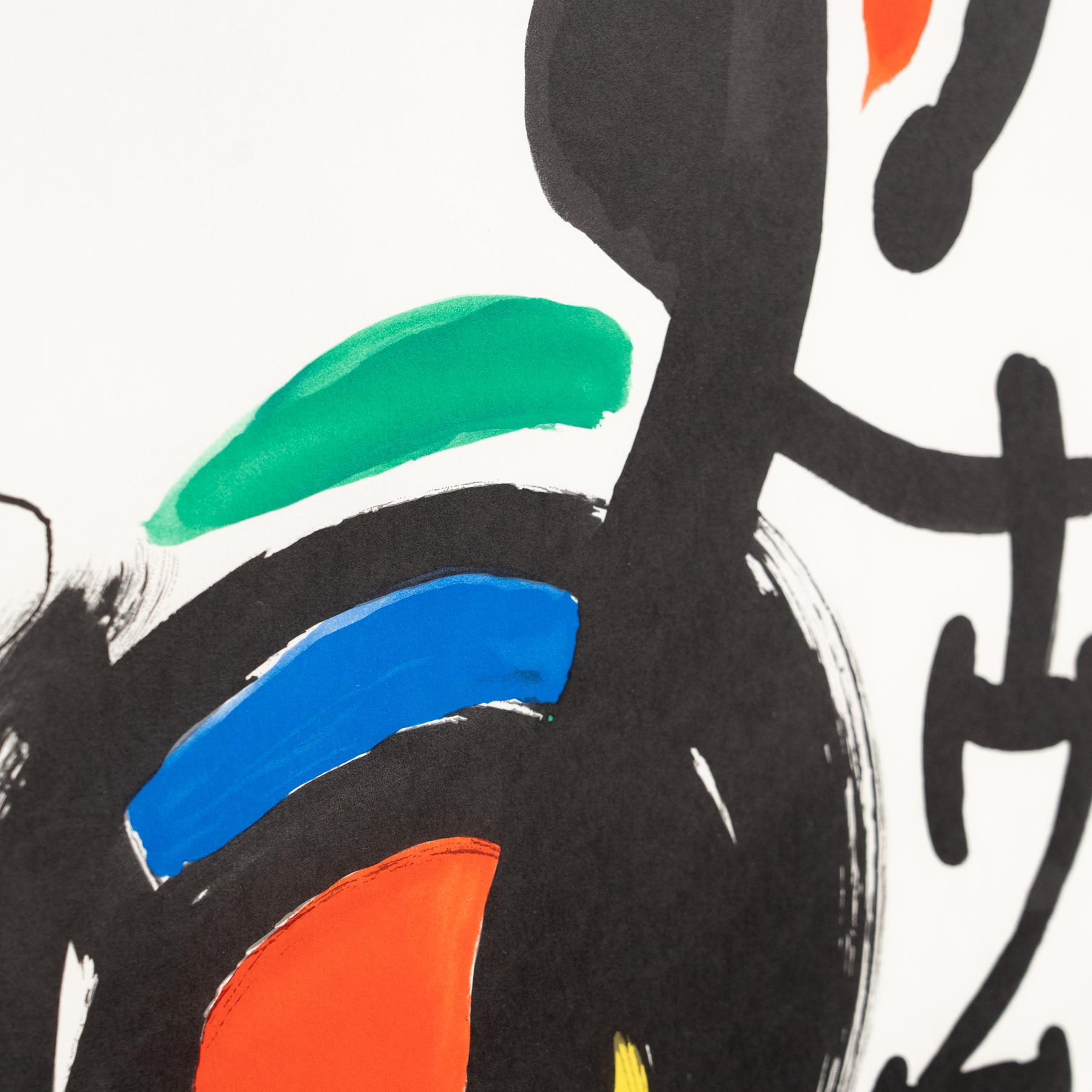  Hochwertige, farbig gerahmte Lithografie von Joan Miró, um 1960. im Zustand „Gut“ im Angebot in Barcelona, Barcelona