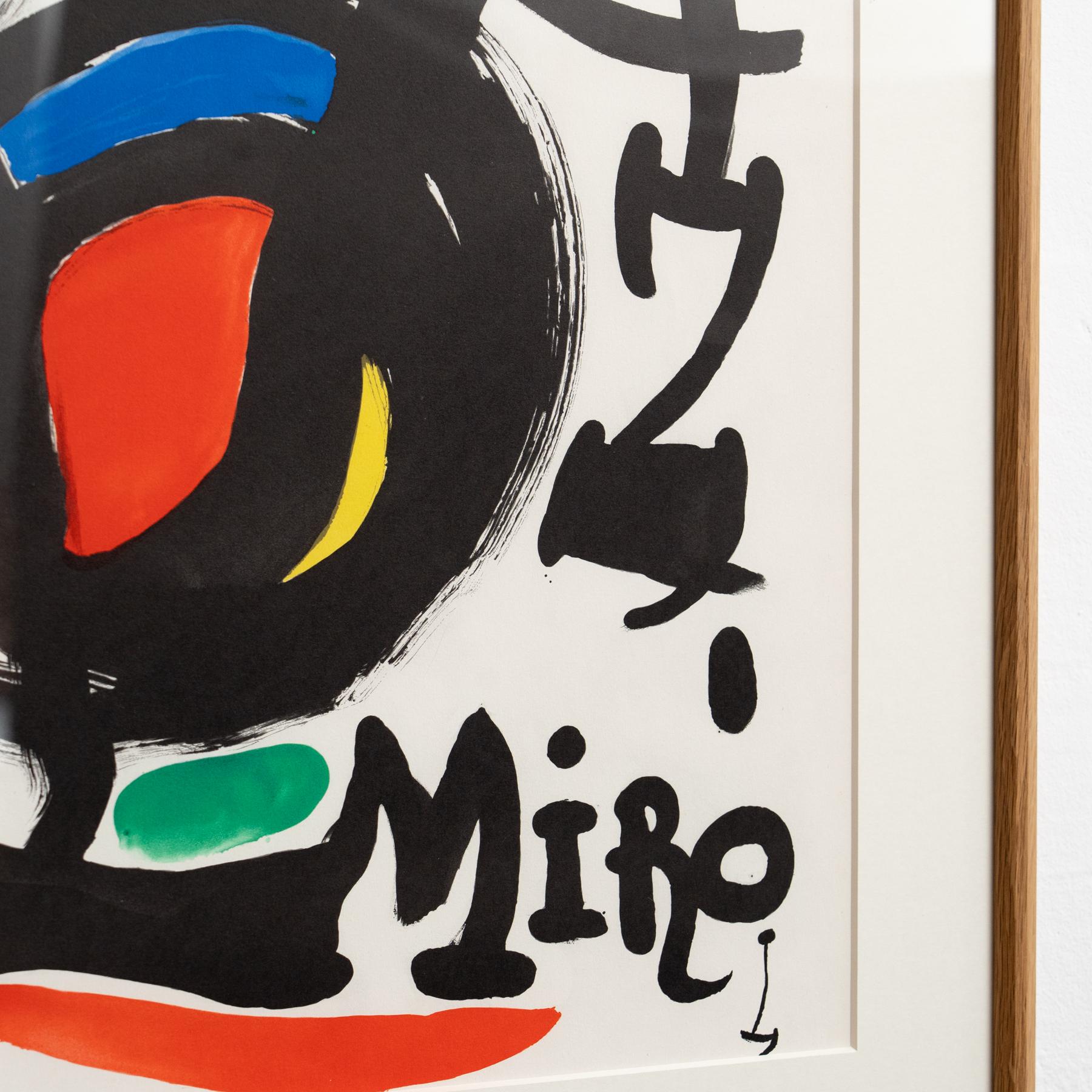  Hochwertige, farbig gerahmte Lithografie von Joan Miró, um 1960. (Mitte des 20. Jahrhunderts) im Angebot