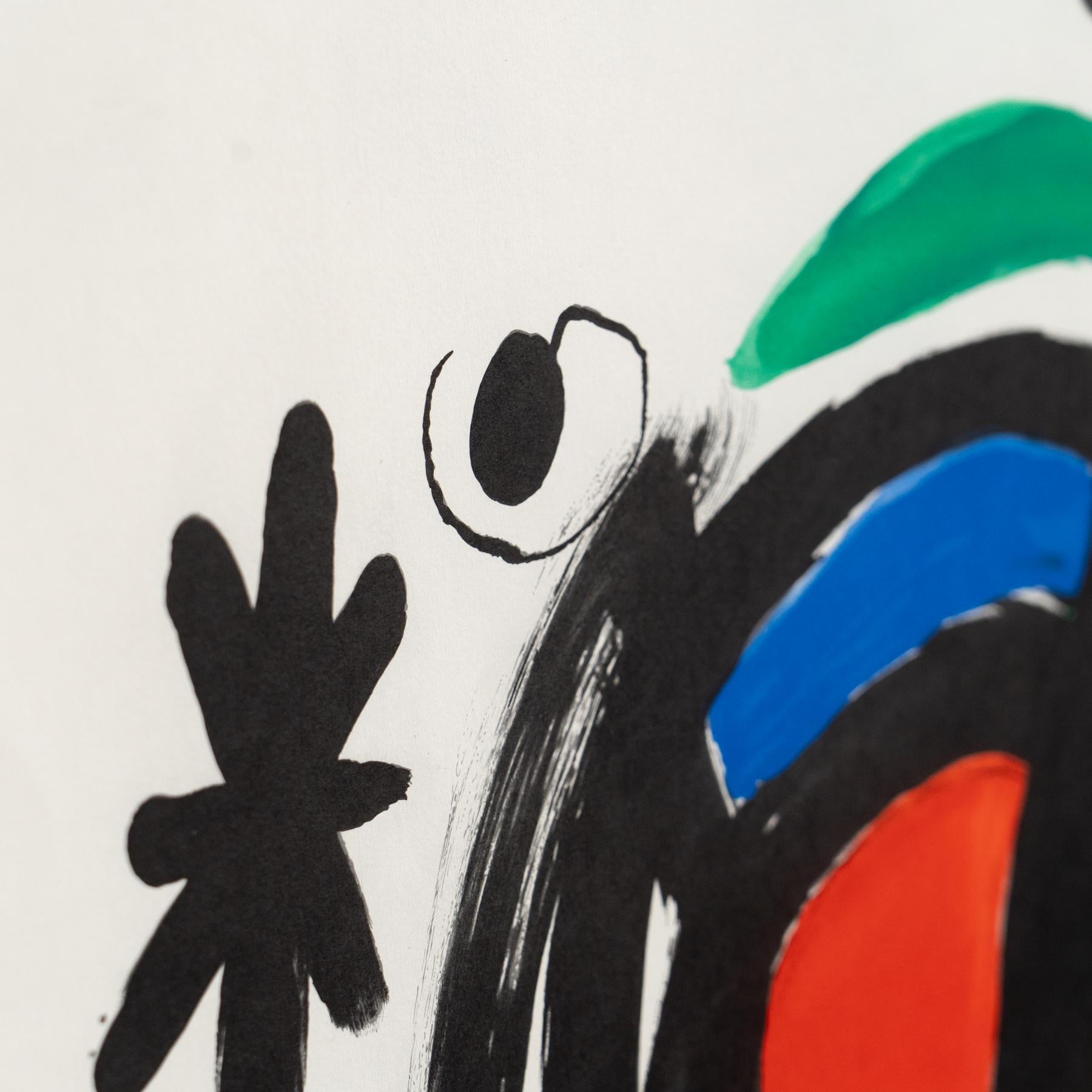  Hochwertige, farbig gerahmte Lithografie von Joan Miró, um 1960. im Angebot 1