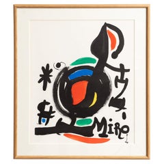  Hochwertige, farbig gerahmte Lithografie von Joan Miró, um 1960.