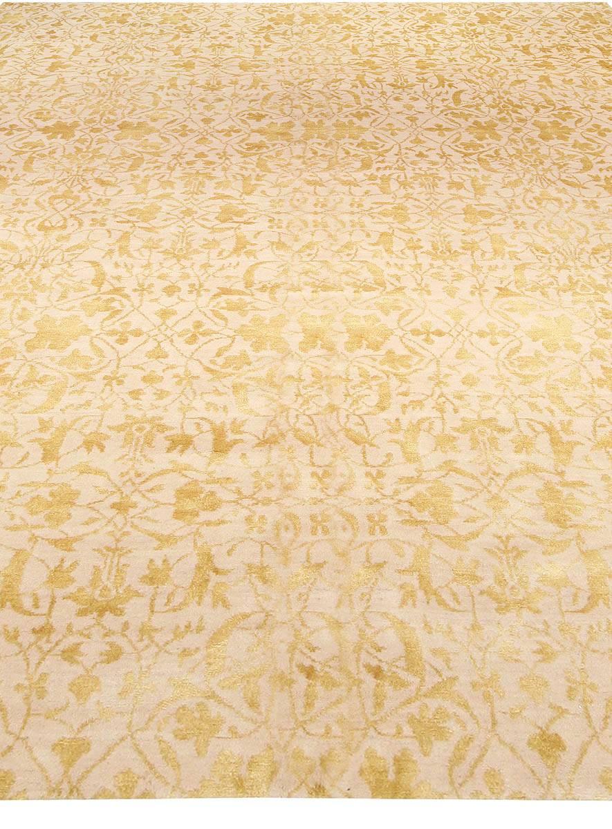 Tapis tibétain Floral S7 de haute qualité fait main par Doris Leslie Blau
Taille : 9'0