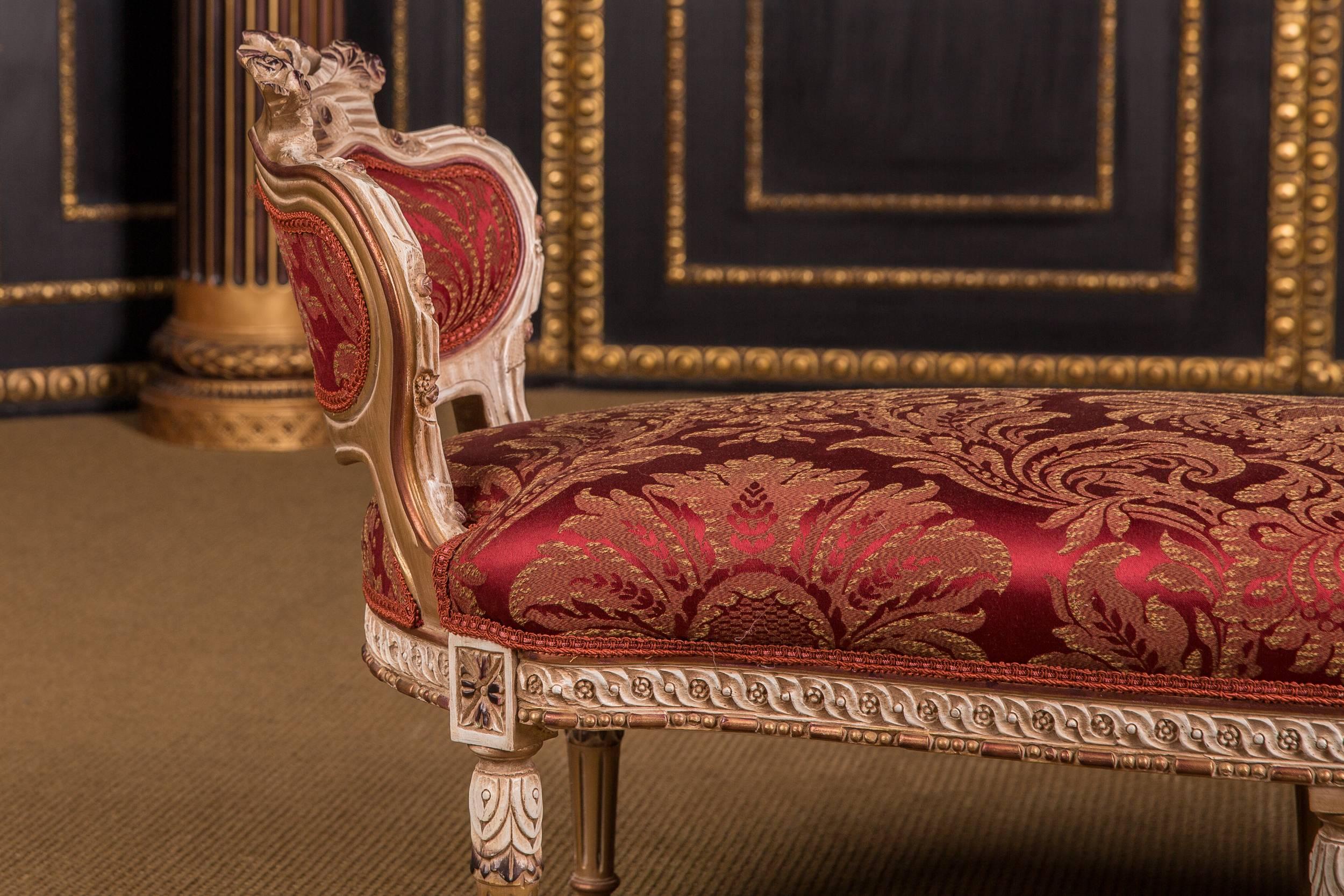 Louis XV High Quality French Chaise Longue in Louis Quinze Style