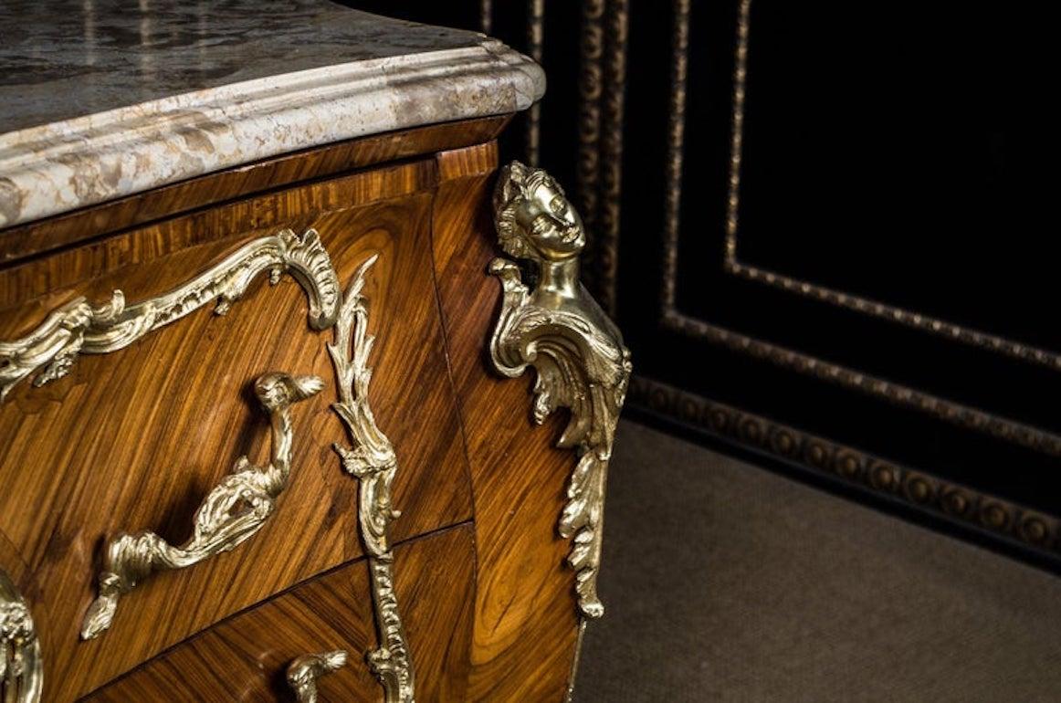 High Quality French Chest of Drawers in antique Louis Quinze Style Marble Top For Sale 3