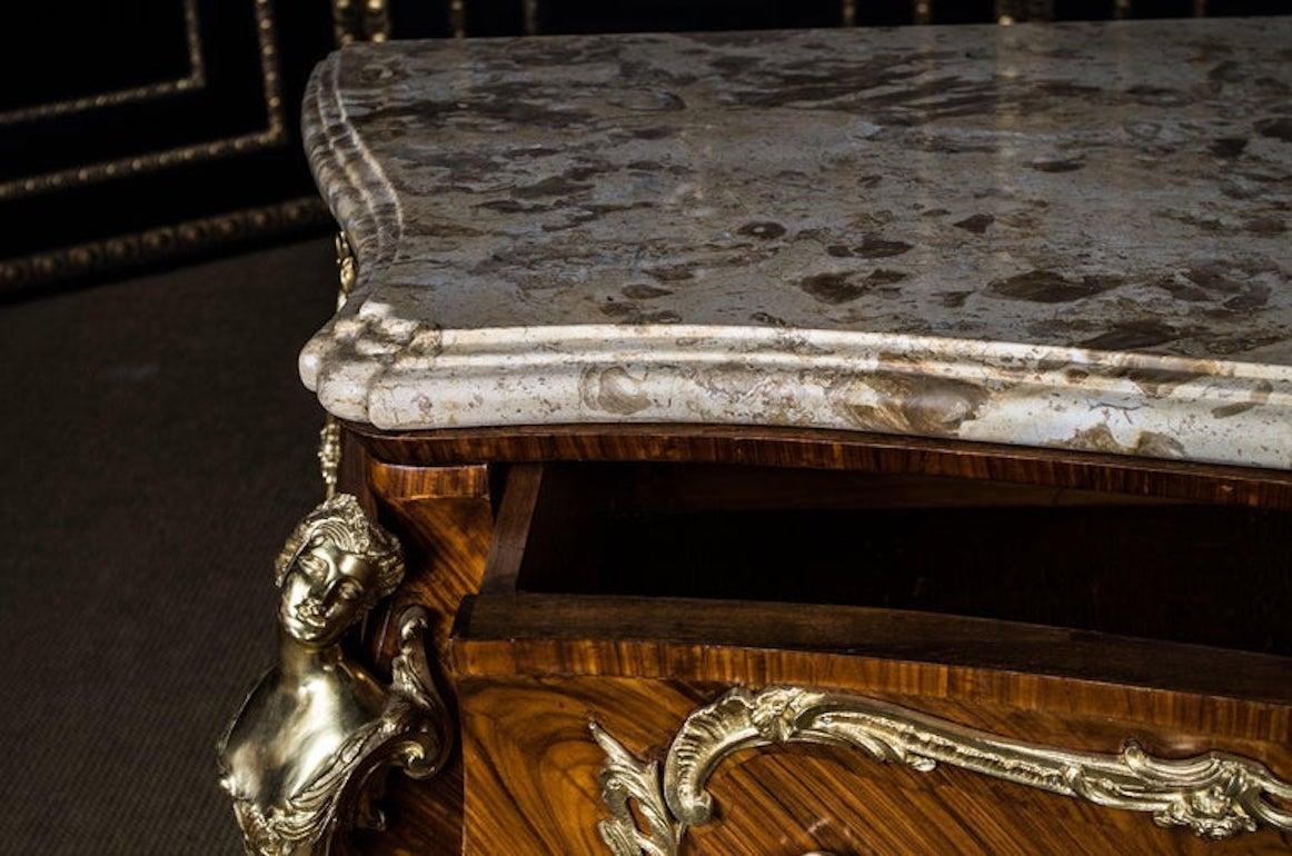 High Quality French Chest of Drawers in antique Louis Quinze Style Marble Top For Sale 9