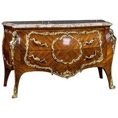 High Quality French Chest of Drawers in antique Louis Quinze Style Marble Top