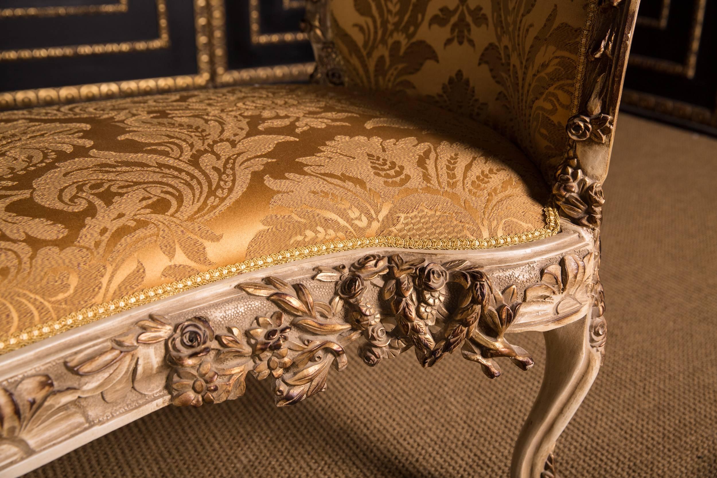 Louis XV High Quality French Gondola Stool in Louis Quinze Style
