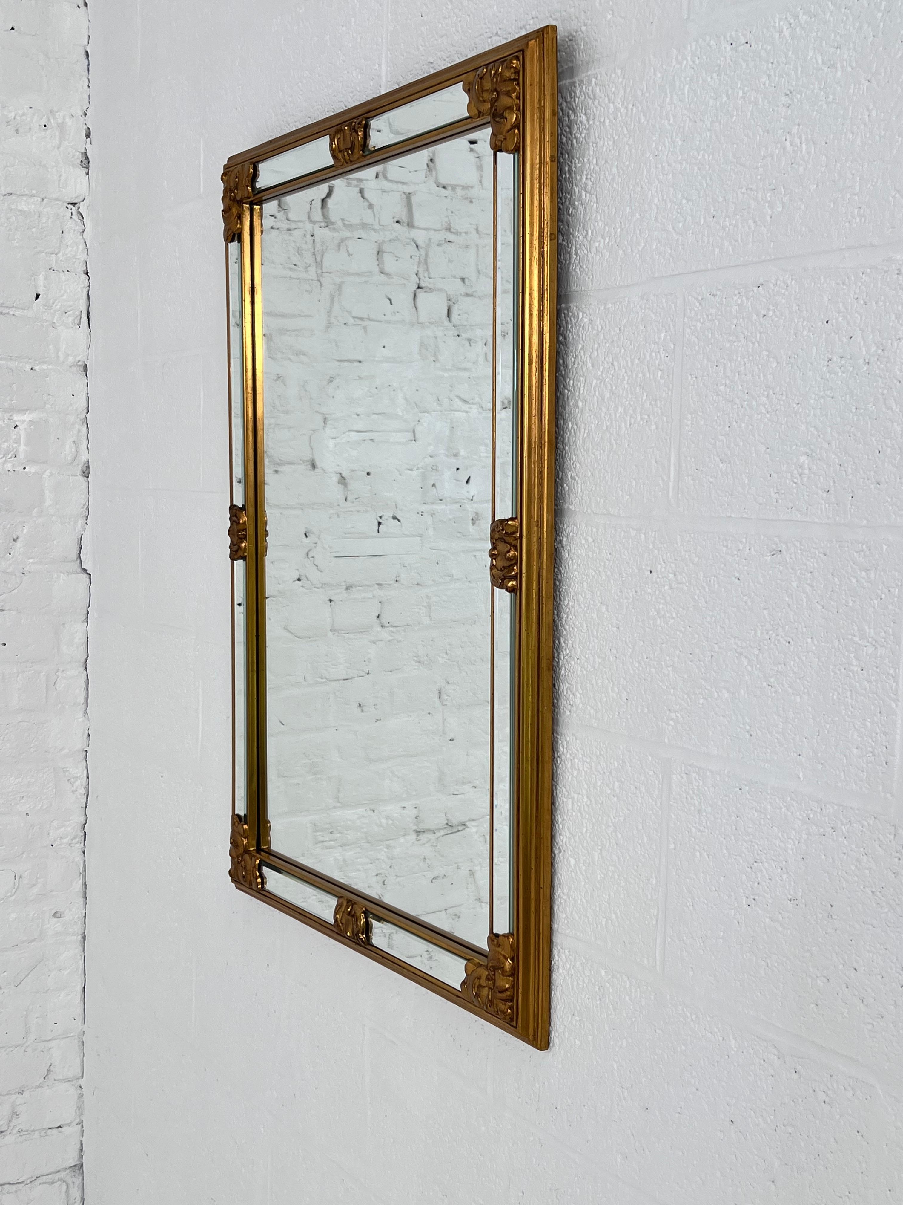 European High-Quality Gilded Glazing Bead and Bevelled Large Mirror For Sale
