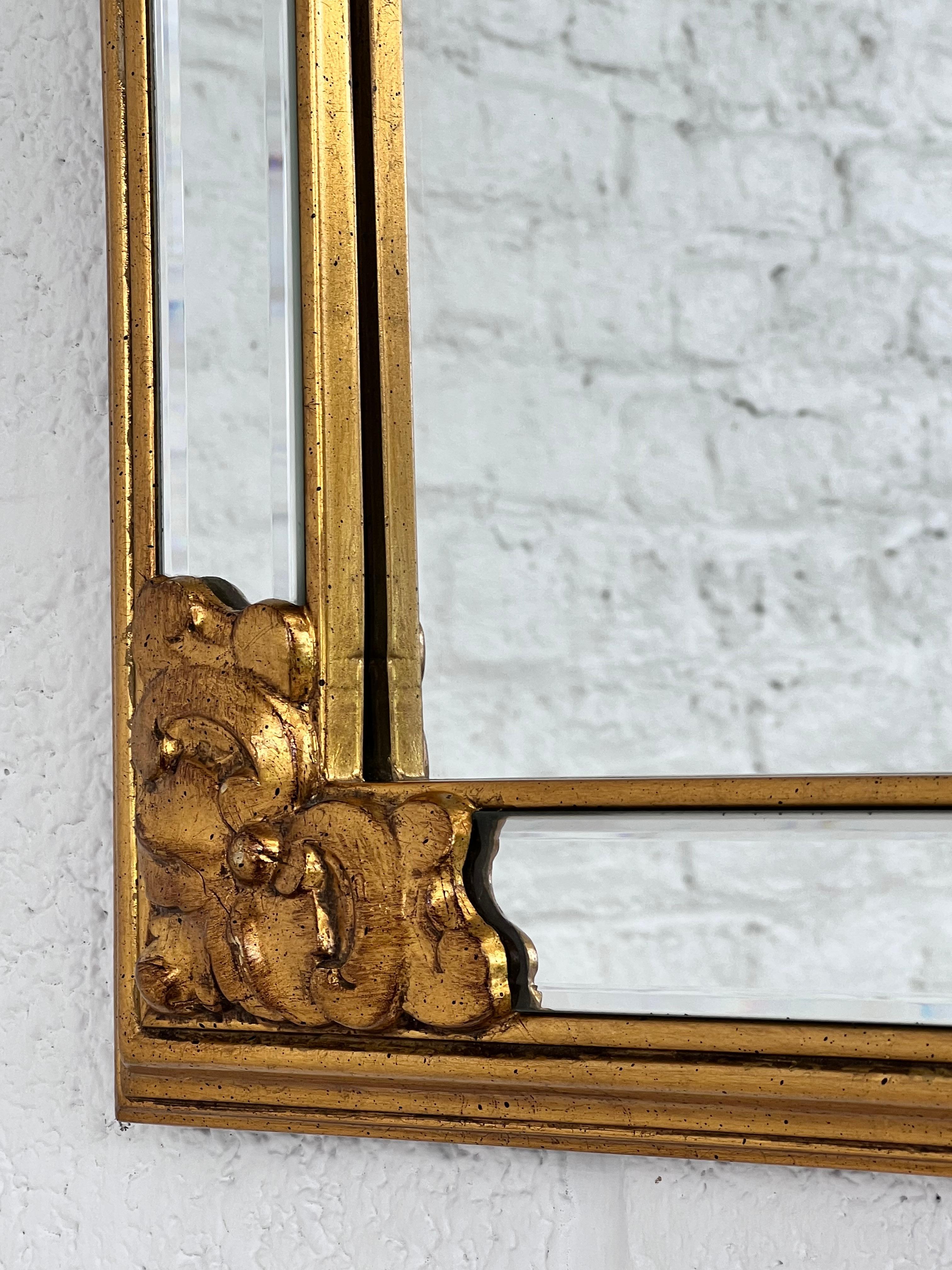 20th Century High-Quality Gilded Glazing Bead and Bevelled Large Mirror For Sale