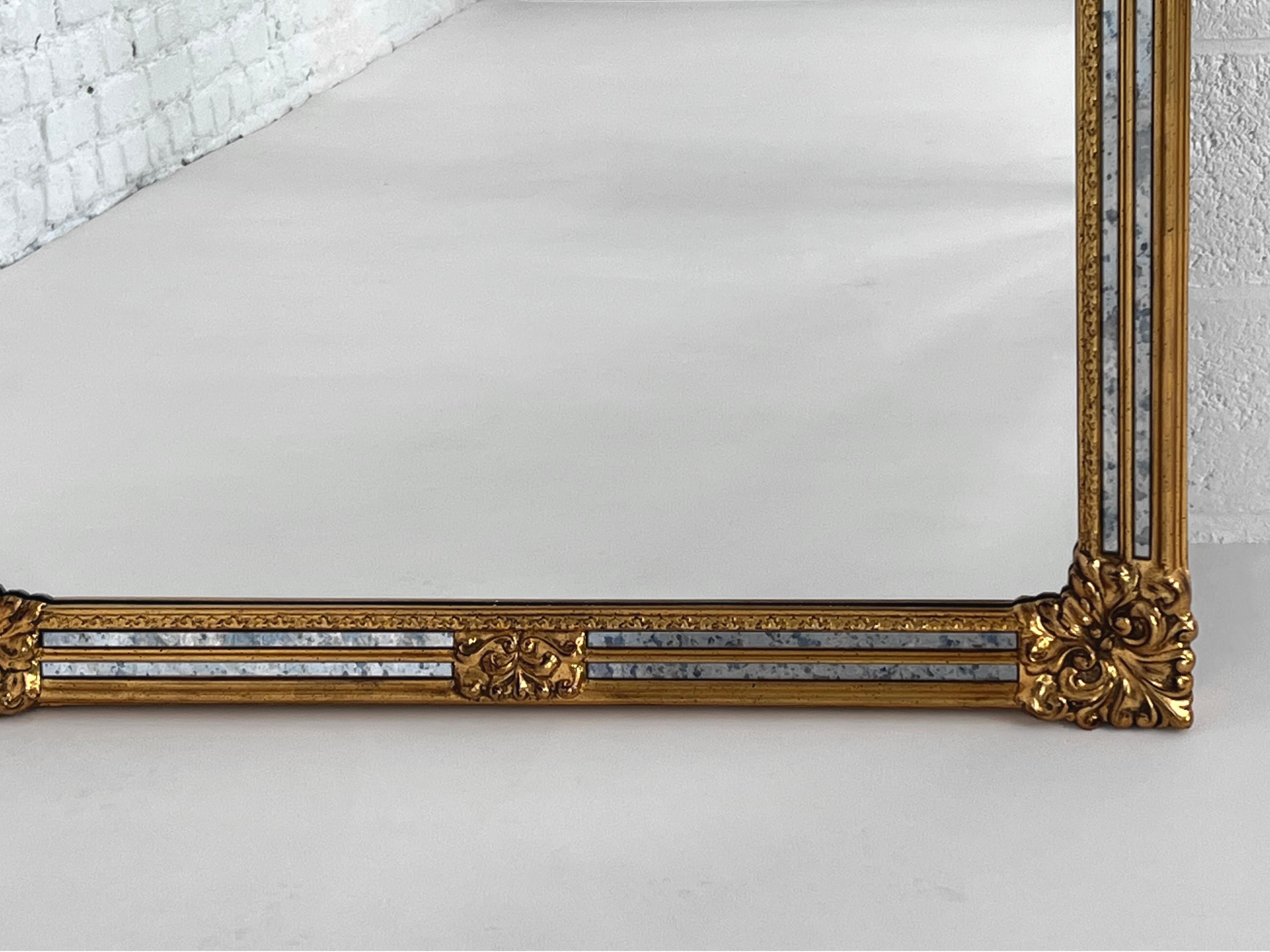 High-Quality Gilded Glazing Bead and Bevelled Pair of Large Mirrors For Sale 12