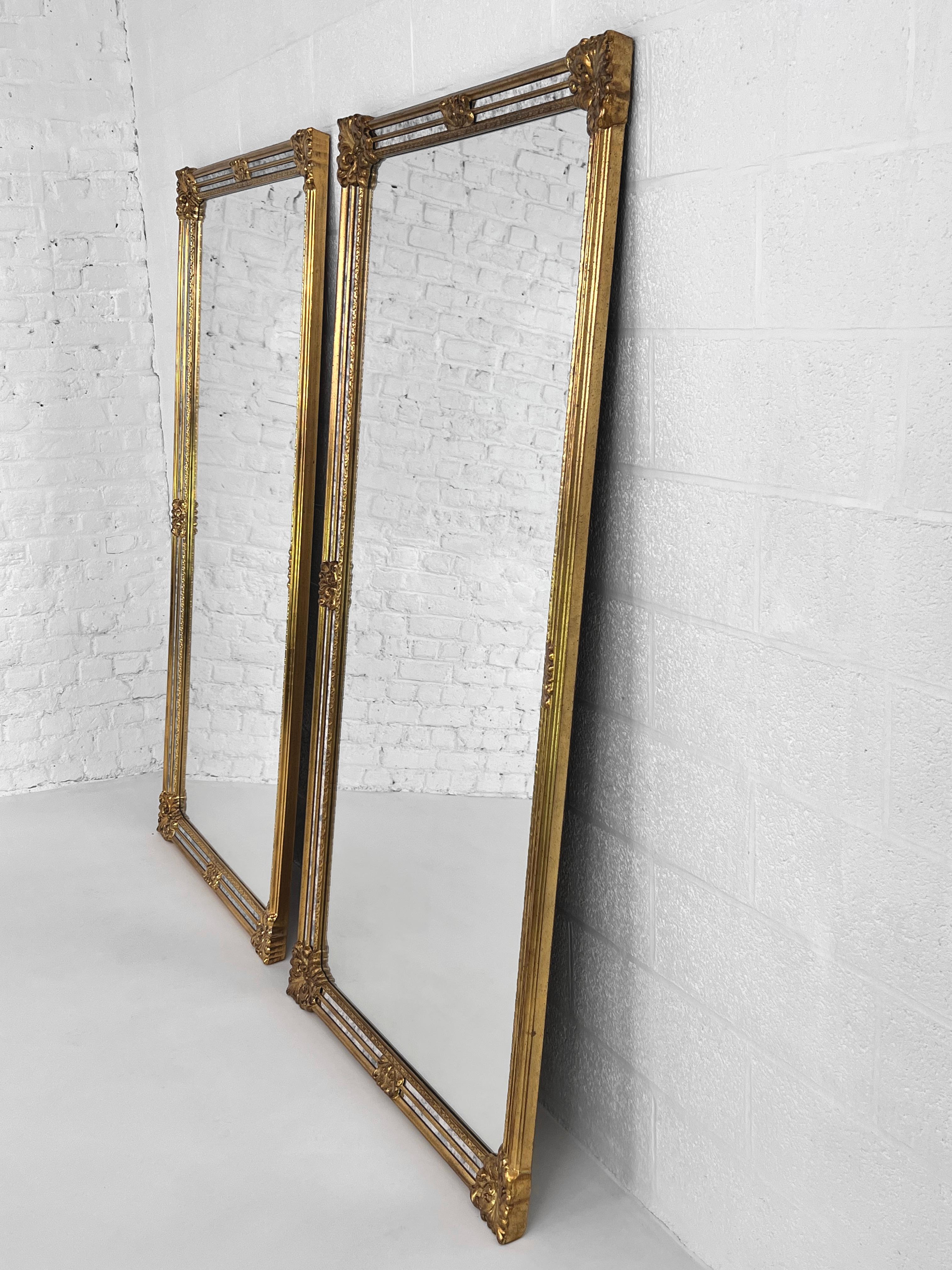High-Quality Gilded Glazing Bead and Bevelled Pair of Large Mirrors For Sale 13