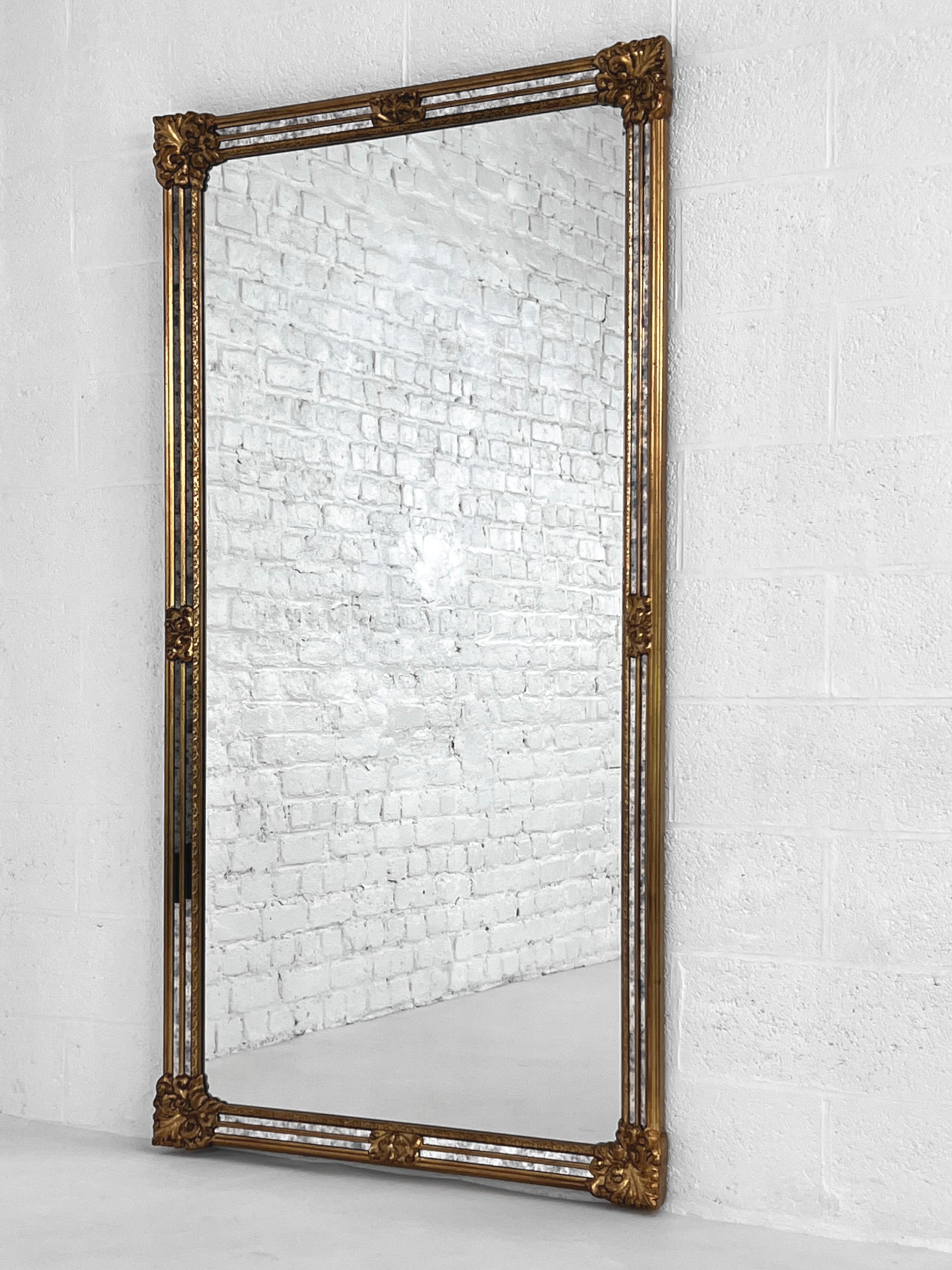 High-Quality Gilded Glazing Bead and Bevelled Pair of Large Mirrors For Sale 2