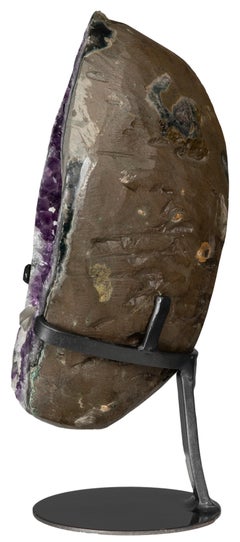 Purple Amethyst White Geode Calcite Sculpture Decorative object table top