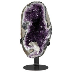 High Quality Half Amethyst Geode with Calcite Formation