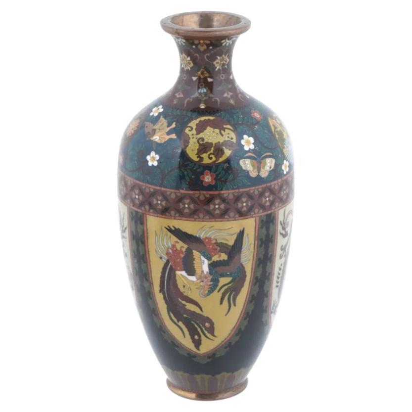Japanische Cloisonné-Emaille-Vase mit Drachen und Phoenix-Vogel in hoher Qualität