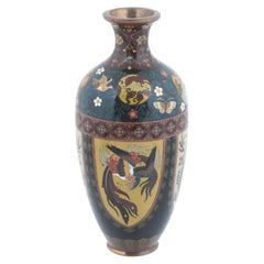 Japanische Cloisonné-Emaille-Vase mit Drachen und Phoenix-Vogel in hoher Qualität