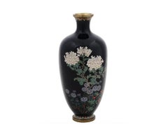 High Quality Antique Meiji Japanese Cloisonne Enamel Vase With Hydrangea's Hayas