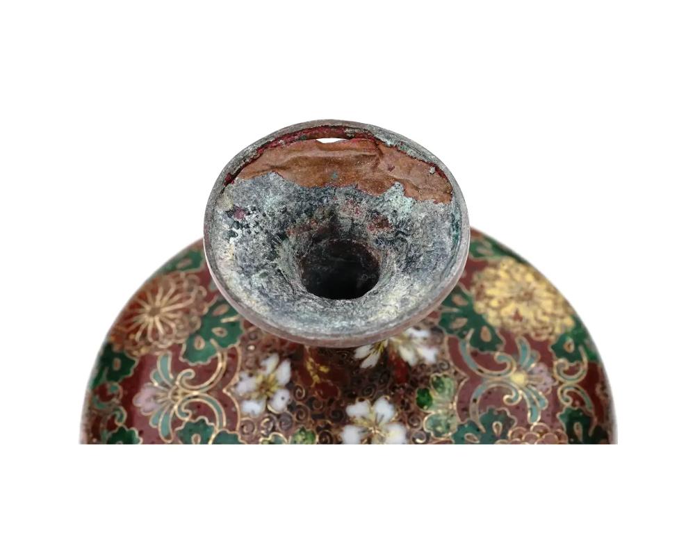 High Quality Antique Meiji Japanese Cloisonne Enamel Vase Kyoto School For Sale 2