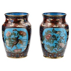 High Quality Japanese Meiji Cloisonne Enamel Vases