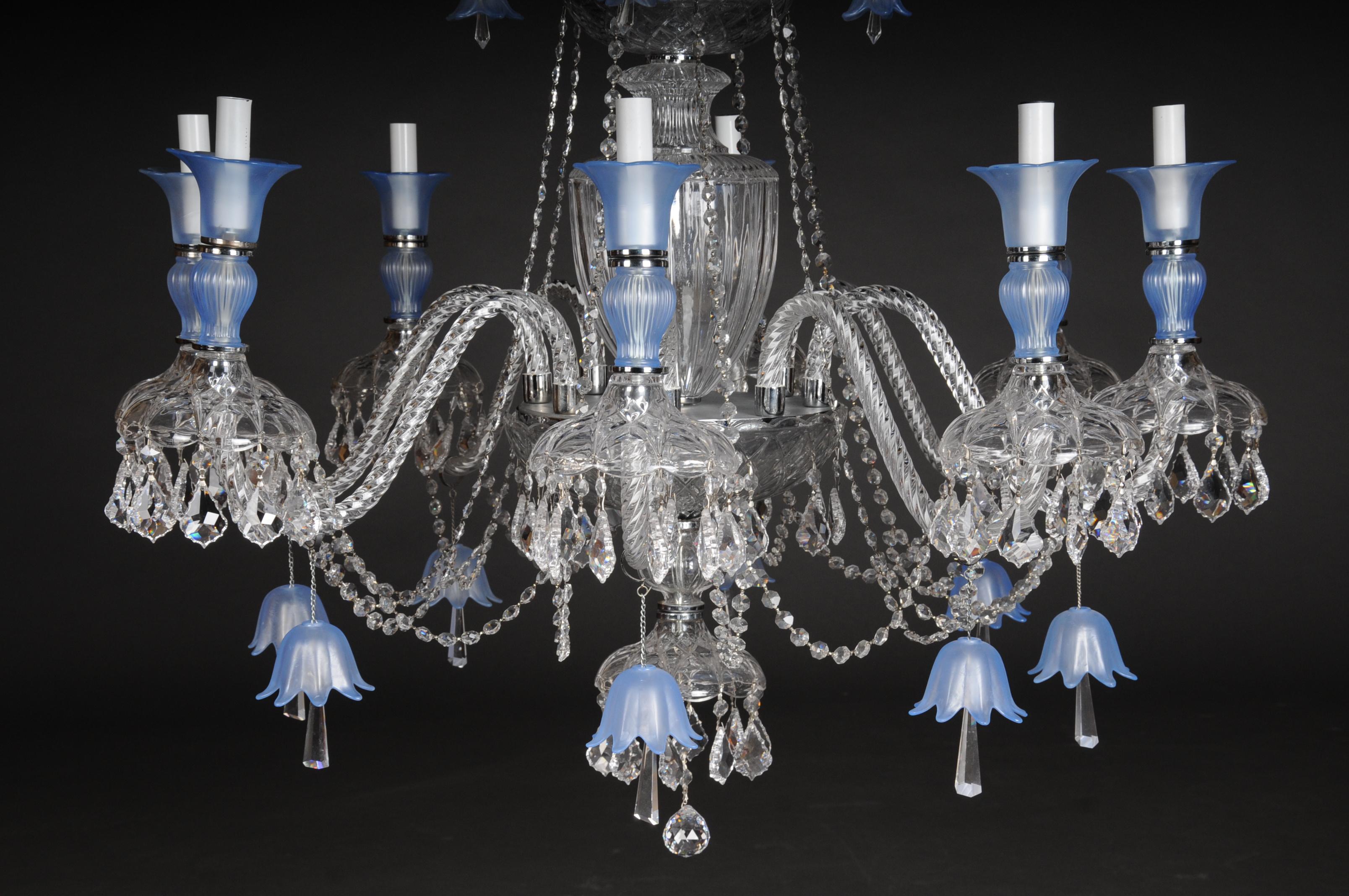 Faceted High Quality Large Crystal Chandelier, Probably Murano For Sale